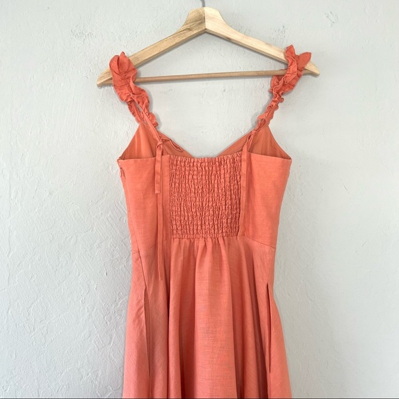 Roller Rabbit 100% Linen Ruffle Strap Midi Dress - Picture 6 of 10